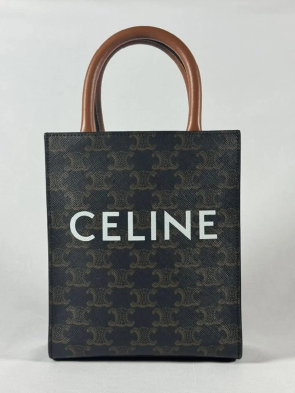 Celine Triomphe Vertical Cabas Mini Tote - Tan & Brown - Excellent Condition